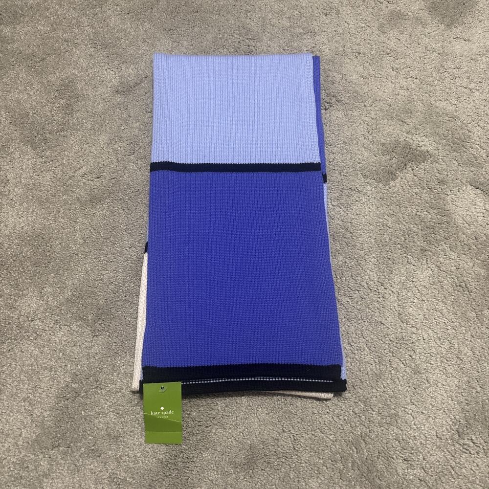 Kate Spade Blues Colorblock Knit Scarves Scarf Acrylic/Wool Blend NWT